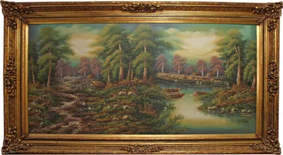 Produktbild von Casa Padrino Barock Ölgemälde Landschaft Mehrfarbig / Gold 285 x H. 164 cm - Riesiges handgemaltes Barock Gemälde mit massivem Prunkrahmen