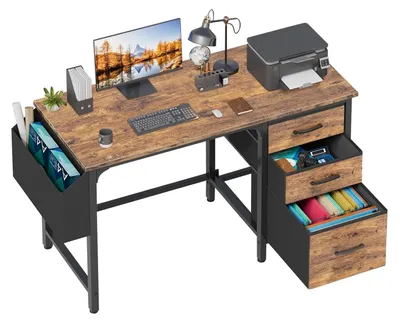 Immagine prodotto di Scrivania per computer con cassetti e tasca portaoggetti, 120 cm, ideale per l'ufficio domestico