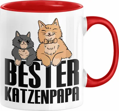 Produktbild von Katzenpapa Tasse Geschenk Vatertag Katzenbesitzer Geschenkidee Geburtstag Kaffee-Becher (Rot)