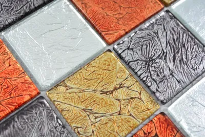 Produktbild von Handmuster Transparentes Crystal Glasmosaik gold silber schwarz rot Struktur Wand Fliesenspiegel Küche Bad MOS73-71739_m