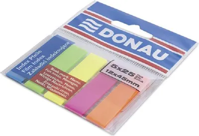 Image de DONAU 7577001PL-99 Bande d'indexation, 12x45mm, 5x25 feuilles, couleurs assorties