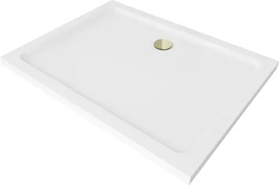 Immagine prodotto di Mexen Flat piatto doccia rettangolare slim 110 x 70 cm, bianco, sifone dorato - 40107011G