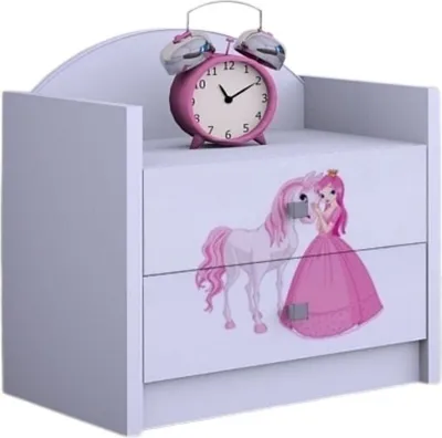 Image de Happy Babies - Table de nuit enfant Table d'appoint avec tiroir, , chambre à coucher & chambre d'enfant, blanc, coloré | Cadeau pour garçon | 27x34x40