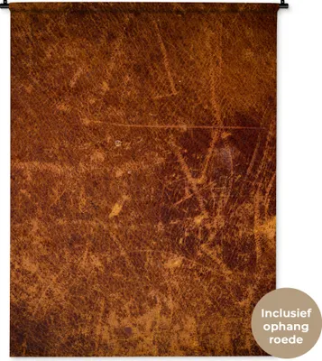 Produktbild von MuchoWow® Wandteppich Wandbehang Leder - Lederoptik - Braun - Orange 120x160 cm Tapisserie Dekoration Wandtuch - Wohnzimmer - Moderne