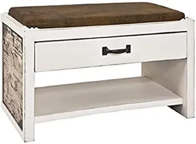 Sitzbank mit Schuhablage, Kunstleder, MDF, 72x42x38 cm