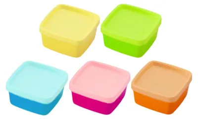 5 Mini-Aufbewahrungsboxen, mehrfarbig, Kunststoff, mit Deckel