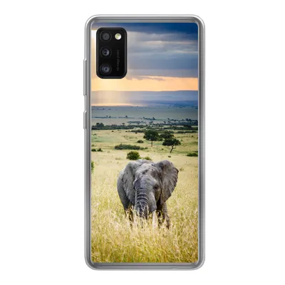 Produktbild von MuchoWow® Handyhülle Schutzhülle Hülle für Samsung Galaxy A41 Elefant - Tiere - Landschaft - Sonne - Natur Silikon Softcase Handy Hülle - Mobiltelefon