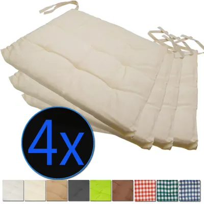 Produktbild von Stuhlkissen Nizza 38x38 cm 4er Pack Sitzkissen mit Steppung, Farbe:Ecru