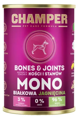Imagen del producto de CHAMPER Bones & Joints, alimento húmedo monoproteico de cordero para perros - 400g