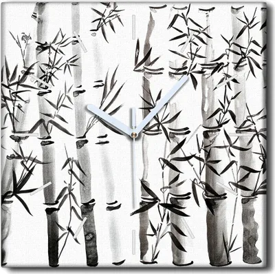 Produktbild von Coloray Uhr auf Leinwand 30x30 cm Wand Uhr Dekoration Wohnzimmer Segeltuch weiße Zeiger -Kunst der Kunst Bambus