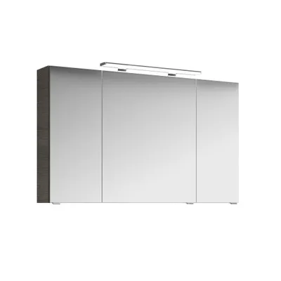 Produktbild von Badezimmer Spiegelschrank FES-4010-66 3-türig mit Kopus Graphit Struktur quer Nb. & Aufbauleuchte - B/H/T: 120/71/17cm