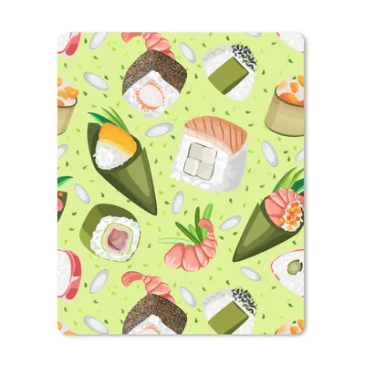 Produktbild von MuchoWow® Mauspad Mousepad Muster - Sushi - Japan - Grün 30x40 cm - Mousepads - Maus Mat - Pad - Mausunterlage - Mausmatten