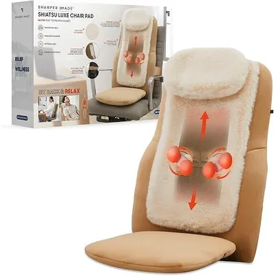 Productafbeelding van - Shiatsu massagekussen met 4 massagekoppen- Ultrazacht kussen- Voelt aan als echte handen- Voor ontspanning- Zelfzorg- Elektrische massageapparaat met warmtefunctie