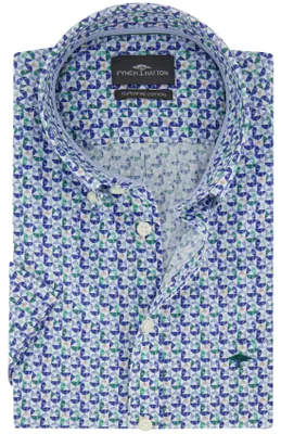Produktbild von Blau bedrucktes Hemd Fynch Hatton Button-down-Kragen