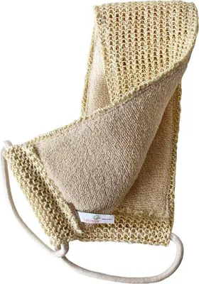 Produktbild von Unyqoos® zweiseitiger Massagegürtel 90 cm – Rücken- & Körperpeeling, Massageband aus Bio‑Sisal und Baumwolle, für Rücken-, Fuß- und Nackenmassage (nass & trocken)