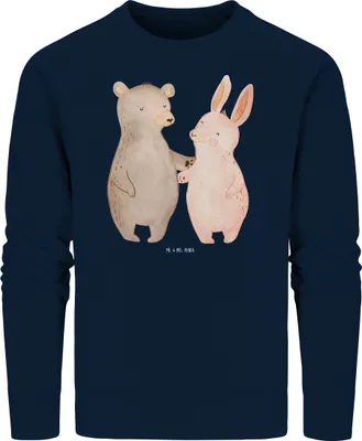 Produktbild von Mr. & Mrs. Panda Nachhaltiger Pullover Bär und Hase Umarmen Größe M - French Navy - Geschenk, Bio, Rundhals, Sweatshirt, BFF, Sweater, Pulli, für Immer, Freundin