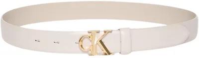 Zdjęcie produktu dla Pasek damski Calvin Klein, szerokość klamry 3,0 cm, klamra z monogramem, kolor kości słoniowej (Chateau)
