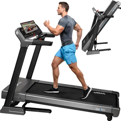 Obrázek produktu pro Gymtek® Běžecký pás pro domácnost, podložka pro chůzi, běžecký pás - do 160 kg, 22 km/h - skládací, 12 tréninkových programů, LCD displej - Fitness, domácí posilovna