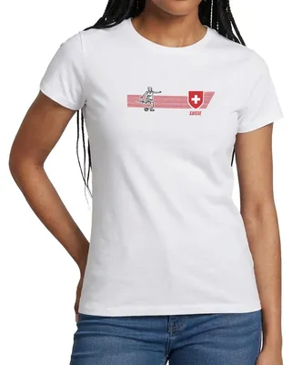 Produktbild von Spreadshirt Schweiz Fußball Fanlook Mit Wappen Frauen T-Shirt, M, Weiß