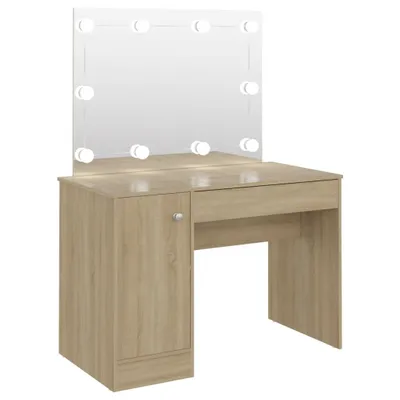 Obrázok produktu pre vidaXL Toaletný stolík s LED osvetlením 110x55x145 cm MDF Dubový vzhľad