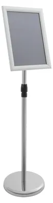 Image de Panneau publicitaire A4 - Présentoir à affiches autoportant - Réglable en hauteur de 80 à 130 cm - Lot de 8 - Cadre en acier inoxydable de 32,5 x 24 cm - Argent