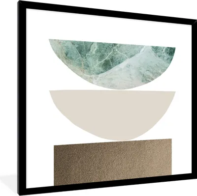 Produktbild von MuchoWow® Gerahmtes Poster Geometrische Formen - Minimalismus - Pastell 40x40 cm - Poster mit Schwarzem Bilderrahmen Wandposter Rahmen Foto Bilder - Mit Rahmen - Wanddekoration Schlafzimmer