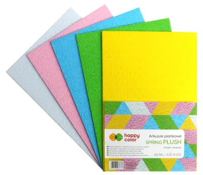 Zdjęcie produktu dla Pianka Plush 20x30cm A4 5 ark 5 kolorów Spring Happy Color