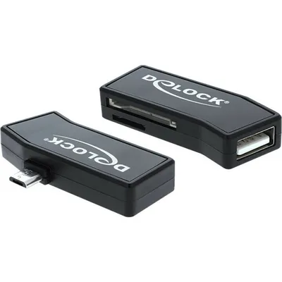 Produktbild von Delock Micro USB OTG Card Reader + 1 x USB port - Kartenleser (MMC, SD, microSD, SDHC, microSDHC, SDXC, microSDXC) - USB