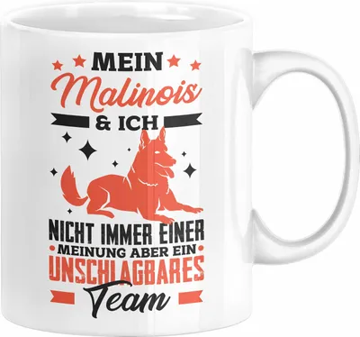 Produktbild von Malinois Tasse Geschenk Hundebesitzer Unschlagbares Team (Weiß)