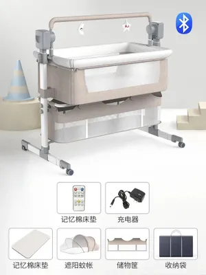 Produktbild von Wiege – Elektrisches Babybett – Co-Sleeper – Bluetooth-Musik – Schwingfunktion – Khaki