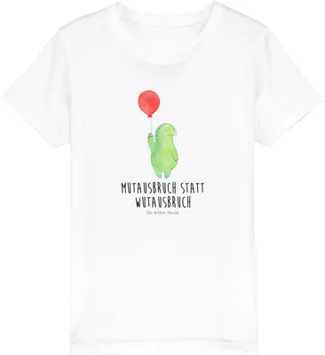 Produktbild von Mr. & Mrs. Panda Kleinkinder T-Shirt Schildkröte Luftballon 7-8 Jahre (122/128) - Weiß - Geschenk, Motivation, Kindershirt, Schildkröten, Öko Kinder, Mädchen, Teenager