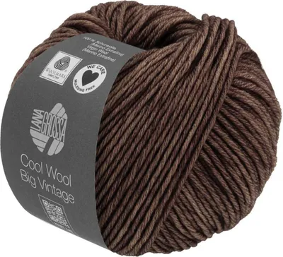 Produktbild von Lana Grossa Cool Wool Big VINTAGE 50 g Ton-in-Ton gefärbte Wolle in Vintage-Optik 120 m Farbe 7184 - Dunkelbraun