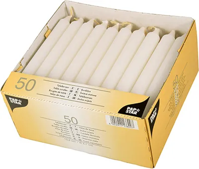 Produktbild von 50 stolních svíček Ø 2,1 cm - 19,6 cm bílá