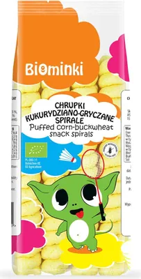 CHRUPKI KUKURYDZIANO-GRYCZANE SPIRALE BEZGLUTENOWE BIO 60 g - BIOMINKI