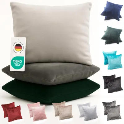 Produktbild von MALIKA® Set 2er Kissenbezug Cashmer Touch Fleece Kissenhülle Sofakissen Kopfkissenbezug Kissenbezug Couchkissen, Größe:2x 40x80 cm, Designe:CREME