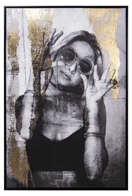 Canvasbild, rechteckig, mit Dame, mehrfarbig, 80x4x120 cm