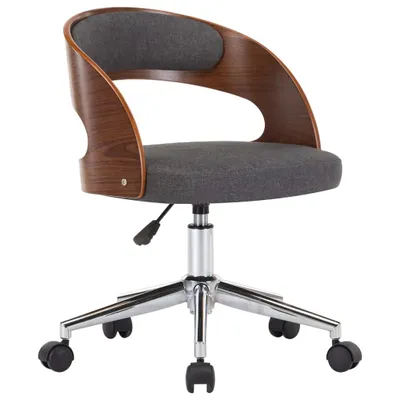 Image de vidaXL Chaise de salle à manger pivotante Gris Bois courbé et tissu
