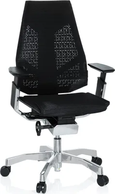 Produktbild von hjh OFFICE High End Bürostuhl GENIDIA Ergonomischer Schreibtischstuhl mit Armlehnen Netzstoff Schwarz Drehstuhl für Büro, Zuhause