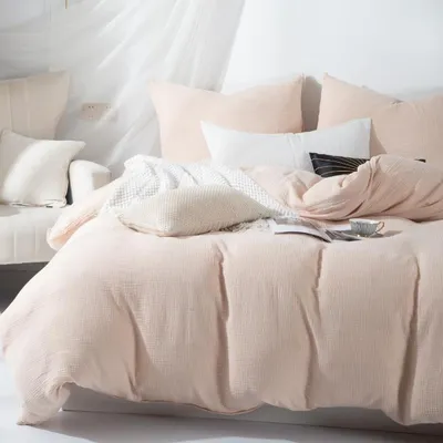 Produktbild von Musselin Bettwäsche 140x200 cm – Beige, 100% Baumwolle, , Reißverschluss