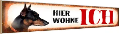 Produktbild von vianmo Holzschild 10x46 cm Dobermann Hund hier wohne Tier Haustier