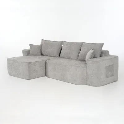 Zdjęcie produktu dla AIORBER Sofa narożna w kształcie litery L bez montażu, sofa modułowa z szezlongiem i głębokim siedziskiem XXL, miękka sofa z szenilu do salonów, szara