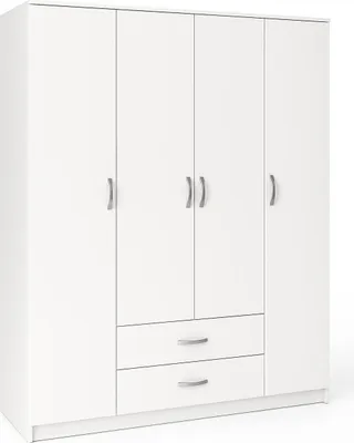 Produktbild von Kleiderschrank Garderobe Mehrzweckschrank Weiss 205 x 160 x 52 cm