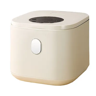 Imagen del producto de Mini-arrocera eléctrica de 2,5 litros, ideal para 2 personas. Revestimiento antiadherente de fácil limpieza, inicio con un solo toque, temporizador de 24 horas, incluye vaporera, cuchara para arroz y vaso medidor