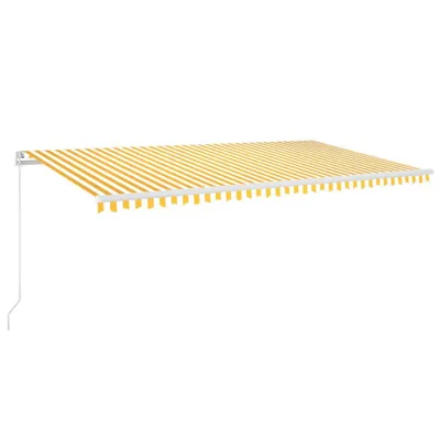 Produktbild von Markise Manuell Einziehbar mit LED 600x300 cm Gelb und Weiß