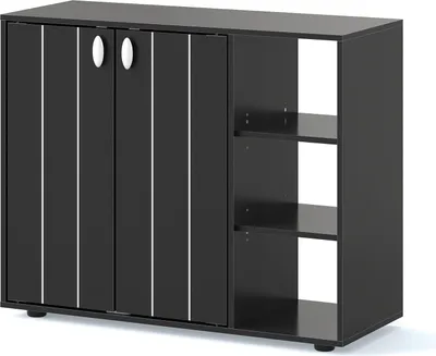 Produktbild von GOPLUS Schuhschrank, Schuhregal mit Türen & 3-stufig verstellbaren offenen Regalen, Aufbewahrungsschrank für Flur, Diele, 80 x 31 x 64,5 cm (Schwarz)