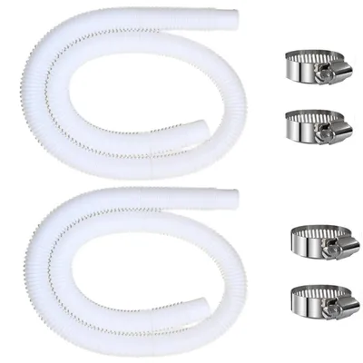 Productafbeelding van INF Set van 32mm zwembadslangen – golfslang van PE, 2 stuks + 4 klemmen voor bovengrondse zwembaden
