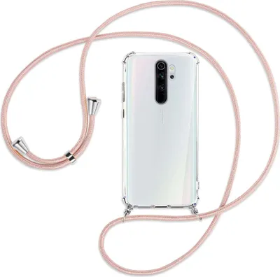 Produktbild von Handykette Backcover-Schutzhülle mit Band (Metall silberfarben) für Xiaomi Redmi Note 8 Pro - roségold