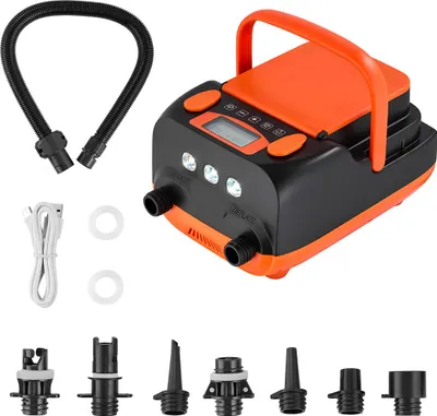 Produktbild von VEVOR Paddleboard Pumpe (20 PSI) mit USB-Ausgang, zweistufige elektrische SUP-Luftpumpe mit automatischer Abschaltung & LED Licht, Aufblasen & Entleeren 12 V DC ideal für Schlauchboote Matratzen