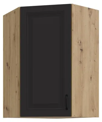 Produktbild von Eckhängeschrank 60x60 cm Stilo Grau + Eiche Artisan Küchenzeile Küchenblock Küche Landhaus Höhe 90 cm