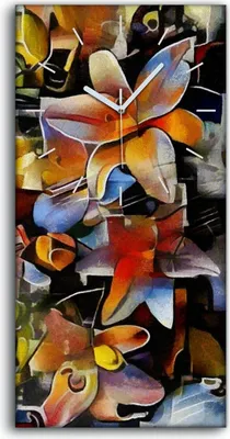 Produktbild von Wohnzimmer-Bild Leinwand Uhr Geräuschlos 30x60 Malerei Abstrakte Kunst Bunt - weiße Hände